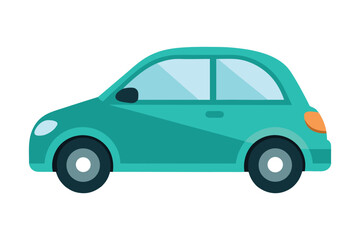 Gradient Teal Compact Car Vector Illustration
