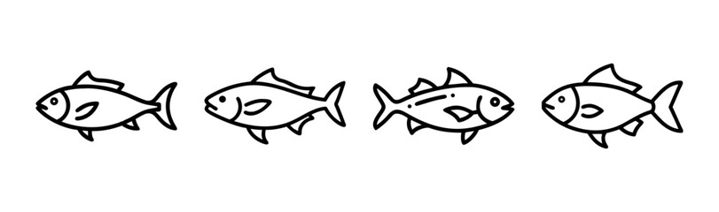 Vector blue fish illustration scalable icon for web and print