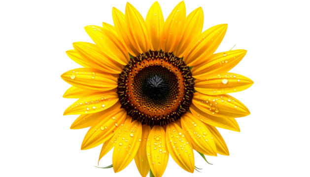 Vivid close-up of a sunflower, featuring bright yellow petals and a dark center