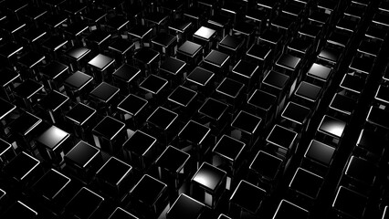 dunkler Hintergrund, schwarze spiegelnde Boxen