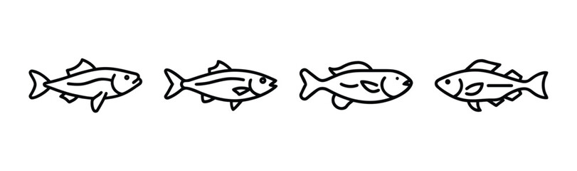 Clean vector illustration of a hake fish icon in scalable eps format