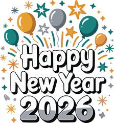 Colorful 2026 new year balloons celebration festive vector illustration,generative ai	