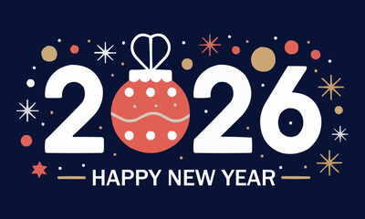 Creative red ornament 2026 holiday greeting vector illustration design,generative ai	