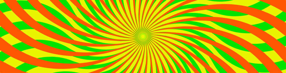 Spiral swirl abstract green orange yellow color background. Wave line. Summer long backdrop. Digital screen. Luxury Banner. NFT card. Cover design. Metaverse. Research. technology. Pop tech art. ESG