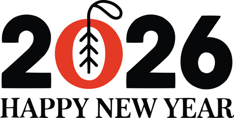 Simple modern 2026 happy new year art vector illustration,generative ai	