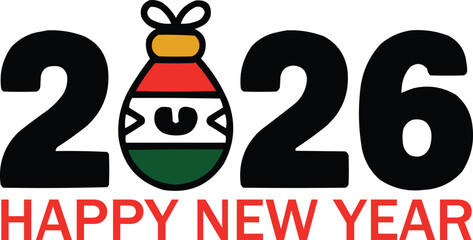 Creative 2026 holiday new year ornament design vector illustration,generative ai	