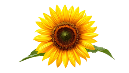 A vibrant, detailed close-up of a sunflower, featuring bright yellow petals and a dark center