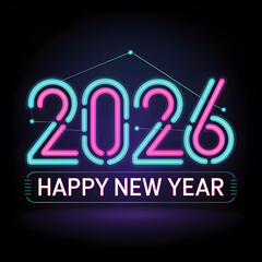 Futuristic neon 2026 Background illustration with glowing festive digital design,generative ai