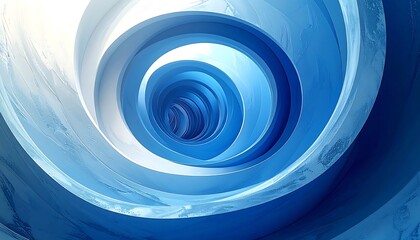 Fototapeta premium Abstract tunnel of layered blue spirals, creating a sense of depth