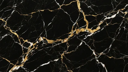Papier peint photo Aquarelle ensemble 1 patrons Elegant black marble texture with gold veins for luxury design projects  © BloomPix