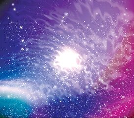 Nebula in bright galaxy, vector art illustration space.