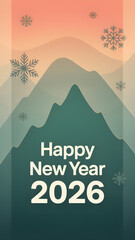 Minimal mountain pastel 2026 Background illustration with elegant winter design,generative ai