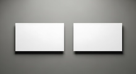 Fototapeta premium Two blank white rectangular canvases on a gray wall