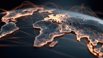 Global Logistics Network Visualized as Interconnected Standard Scale A Comprehensive Overview of International Trade and Transportation Dynamics in a Digital Environment
