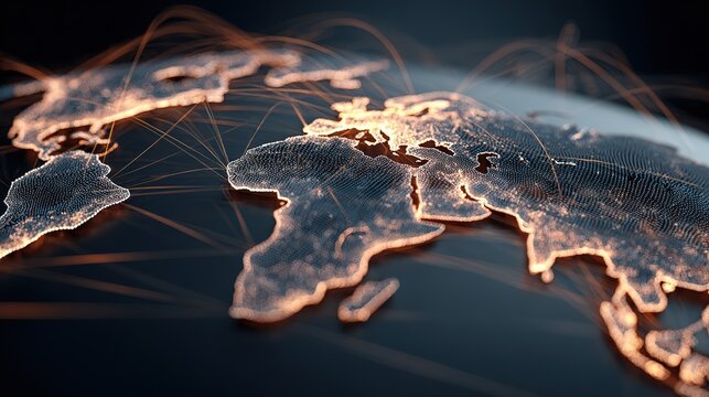 Global Logistics Network Visualized as Interconnected Standard Scale A Comprehensive Overview of International Trade and Transportation Dynamics in a Digital Environment