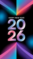 Minimal gradient 2026 Background illustration with colorful abstract neon design,generative ai