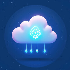 Unique cloud design with rocket icon illustrating creativity and innovation in digital technology Generative AI