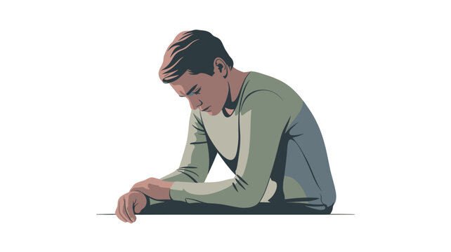 A man looking down in thought or sadness.