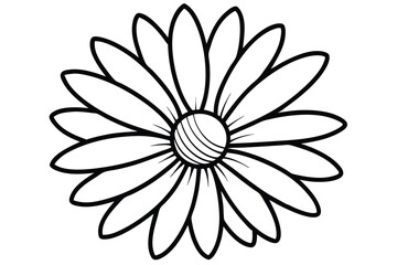 daisy black and white line art silhouette on white background
