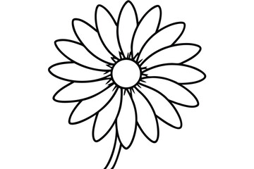 daisy black and white line art silhouette on white background