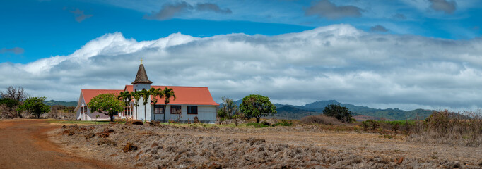 Obraz premium West Kauai United Methodist Church, Kauai, Hawaii. The westernmost United Methodist Church in America.The Kaumakani sanctuary has survived hurricane damage twice.