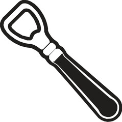 Bottle opener Key  tool black silhouette vector illustration.