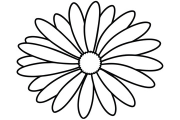 daisy black and white line art silhouette on white background