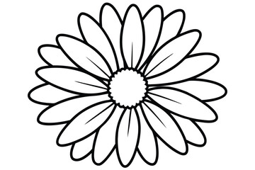 daisy black and white line art silhouette on white background