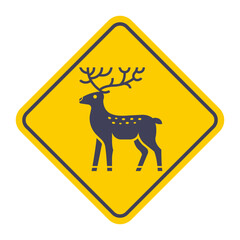 Deer with beautiful antlers dark icon. Flat illustration.
