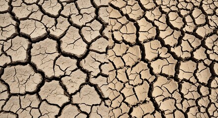 A dramatic top-down view of severely cracked dry earth, a powerful symbol of drought and climate change