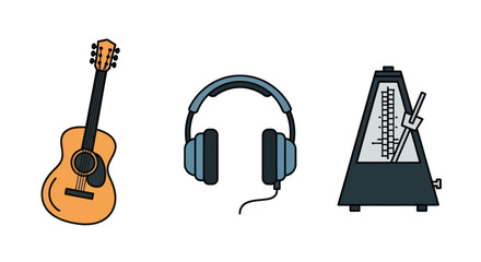 Acoustic Guitar Headphones and Metronome for Music Practice and Enjoyment.