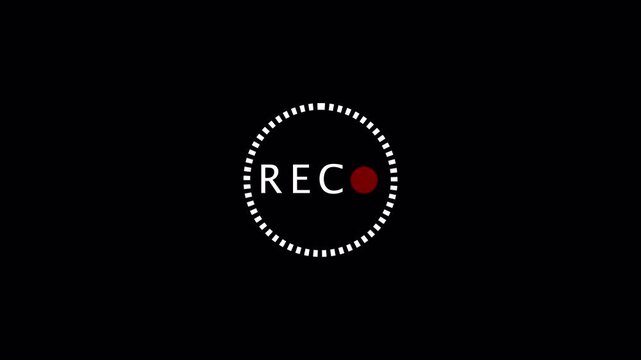 Records icon white text red circle blinking animation  on transparent background. rec frame icon animation. record icon button Motion graphics of REC concept with alpha channel in 4K. - Powered by Adobe