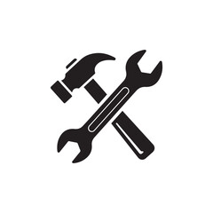 Wrench and hammer tool icon for repair and maintenance