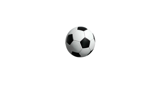 Isolated soccer ball in black space, rendering showing black and white pentagons and hexagons