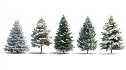 collection of christmas trees with snow isolated on transparent or white backgroundcovered christmas tree set for designers holidaythemed christmas tree collection with snow details and seasonal 
