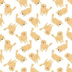 Fototapeta premium Cute golden retriever dog seamless pattern