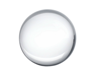 A perfectly spherical, transparent droplet, appearing glossy against a deep, contrasting black background