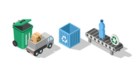 Vector25923 isometric recycling process