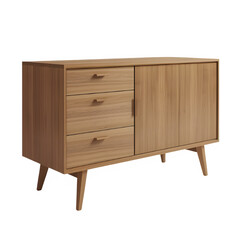 Wooden TV Stand in Oak Finish Mid-Century Style