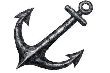 Solid anchor design on a transparent background for nautical themes, illustrations, and graphic projects, showcasing traditional maritime symbol