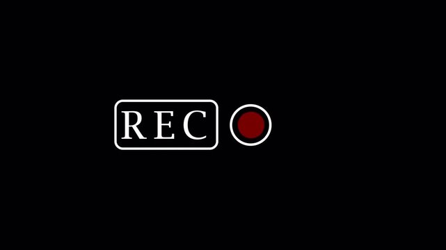Records icon white text red circle blinking animation  on transparent background. rec frame icon animation. record icon button Motion graphics of REC concept with alpha channel in 4K.