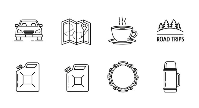 Vector26006 linear icons travel