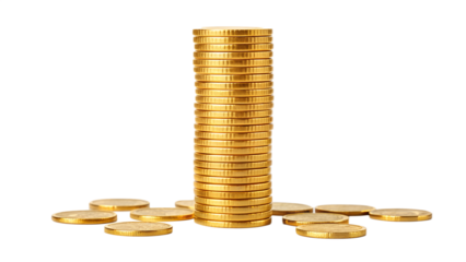 Stack of gold coins representing wealth, savings and financial growth