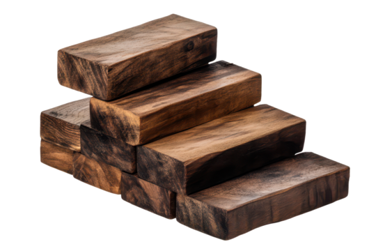 Wooden blocks arranged in a step formation creating a versatile structure for educational play and creativity at a learning center or home