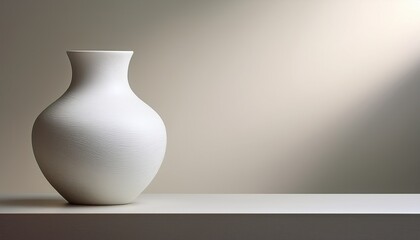 elegant white ceramic vase with smooth curves showcased against a soft background