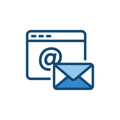 Digital communication icon with a browser window and an envelope email message