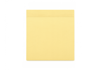 Blank yellow sticky note with self-adhesive strip for reminders or messages, ready for text, isolated on transparent background