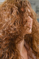 Close up of curlers in hair. Shallow depth of field