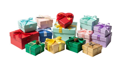 Naklejka premium Collection of colorful gift boxes presents with ribbons for celebrations