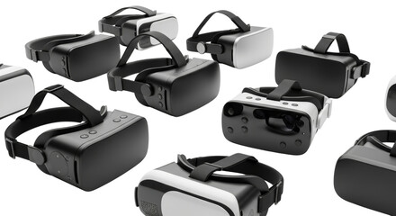 Collection of virtual reality headsets showcasing technology evolution design